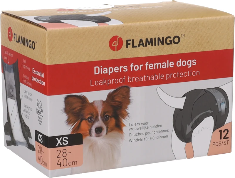 FLAMINGO CANE PANNOLINI PER FEMMINE "DIPY" CF. (12 PZ) TG. "XS" 28-40 CM