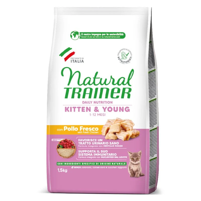 Trainer Natural Gatto Kitten Pollo - Crocchette Complete per Gattini - 1,5 kg