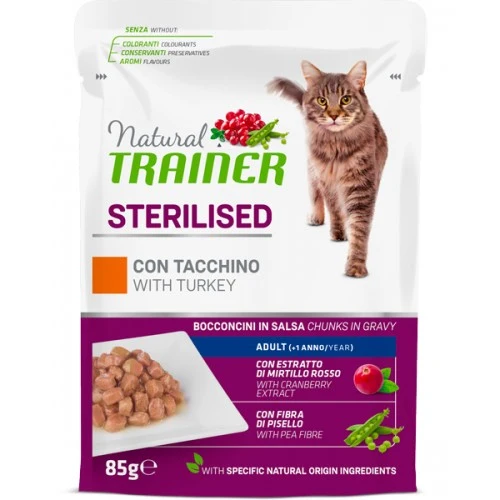 Trainer Natural Gatto Adult Sterilizzato Tacchino - Busta Umida Leggera - 85g