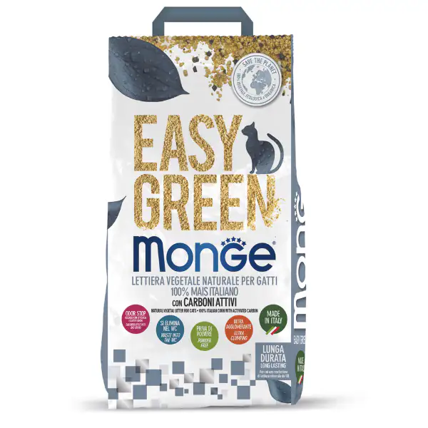 Lettiera vegetale Monge Easy Green con Carboni Attivi