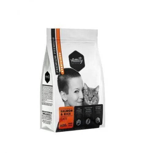 Amity Cat Premium Salmone e Riso Sterilized - Crocchette Gatti - 600 g