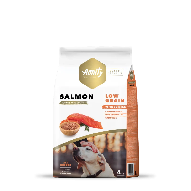 Amity Dog Super Premium Salmone e Riso - Crocchette Alta Qualità - 4 kg