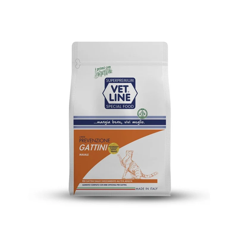 Vet Line Prevenzione Gattini Maiale - Crocchette Ipoallergeniche - 800 g