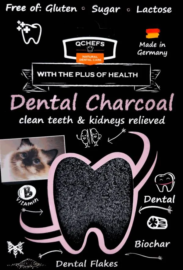 QChefs Dental Charcoal per Gatti - Snack per Pulizia Dentale al Carbone