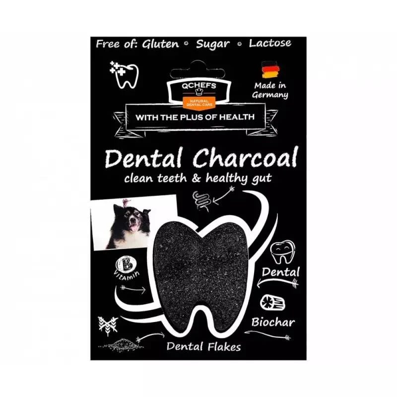 QChefs Dental Charcoal per Cani - Snack per Pulizia Dentale al Carbone