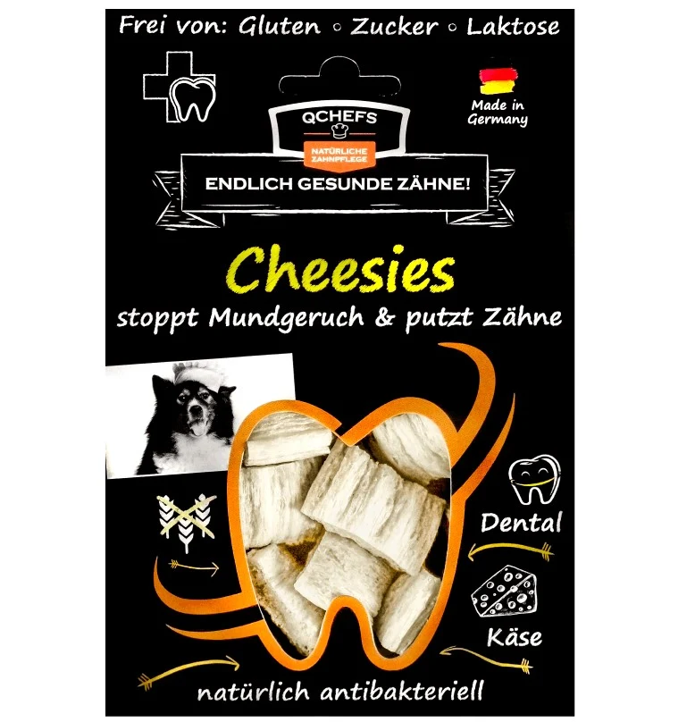 QChefs Cheesies per Cani - Snack Dentale al Formaggio e Olio di Cocco