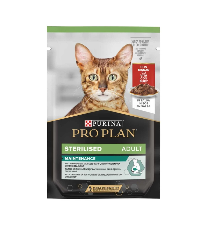 PURINA PRO PLAN GATTO STERILIZZATO AL MANZO DA 85 GR IN BUSTA