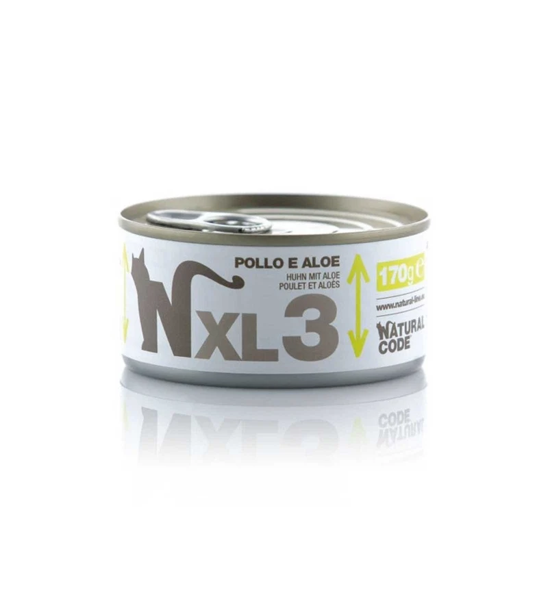 NATURAL CODE GATTO XL3 POLLO E ALOE IN ACQUA DI COTTURA DA 170 GR IN LATTINA