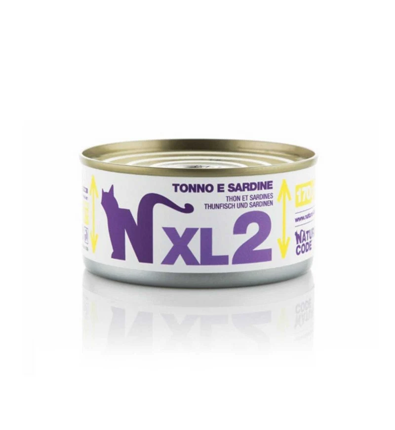NATURAL CODE GATTO XL2 TONNO E SARDINE IN ACQUA DI COTTURA DA 170 GR IN LATTINA