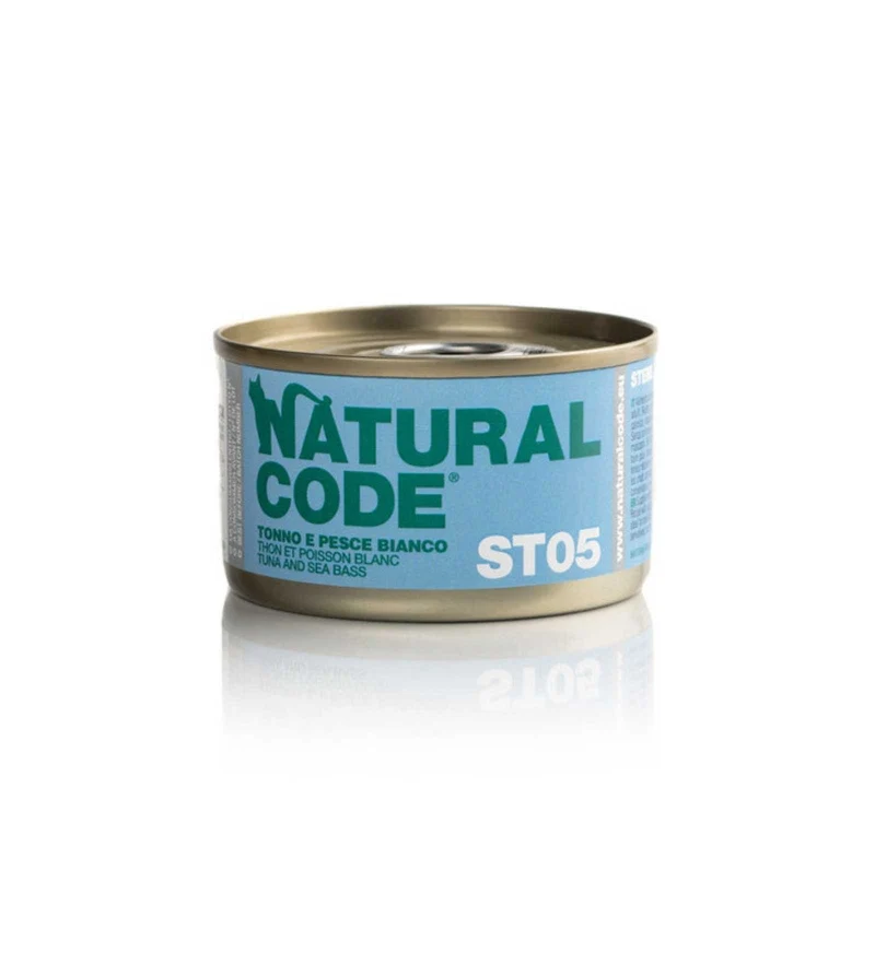 NATURAL CODE GATTO 05 STERILIZZATO TONNO E PESCE BIANCO DA 85 GR IN LATTINA