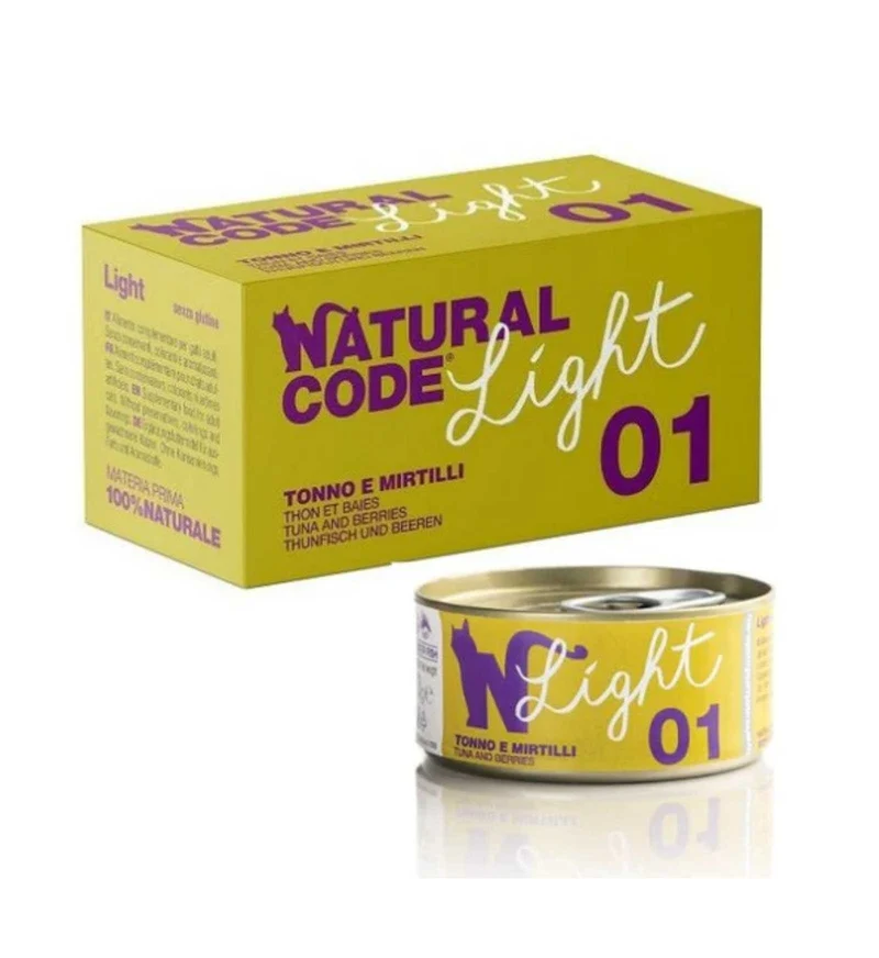 NATURAL CODE GATTO LIGHT 01 MULTIPACK TONNO E MIRTILLI 4 LATTINE DA 70 GR