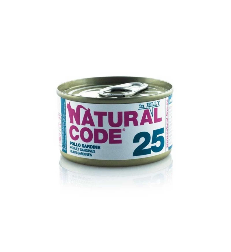 NATURAL CODE GATTO 25 POLLO E SARDINE IN GELATINA DA 85 GR IN LATTINA