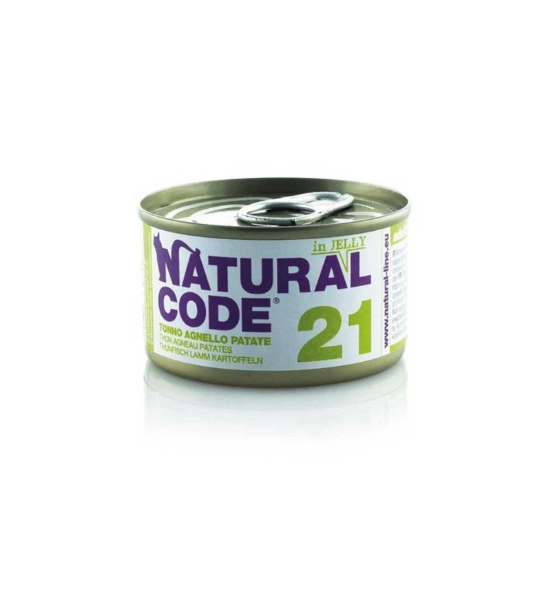 NATURAL CODE GATTO 21 TONNO AGNELLO E PATATE IN GELATINA DA 85 GR IN LATTINA