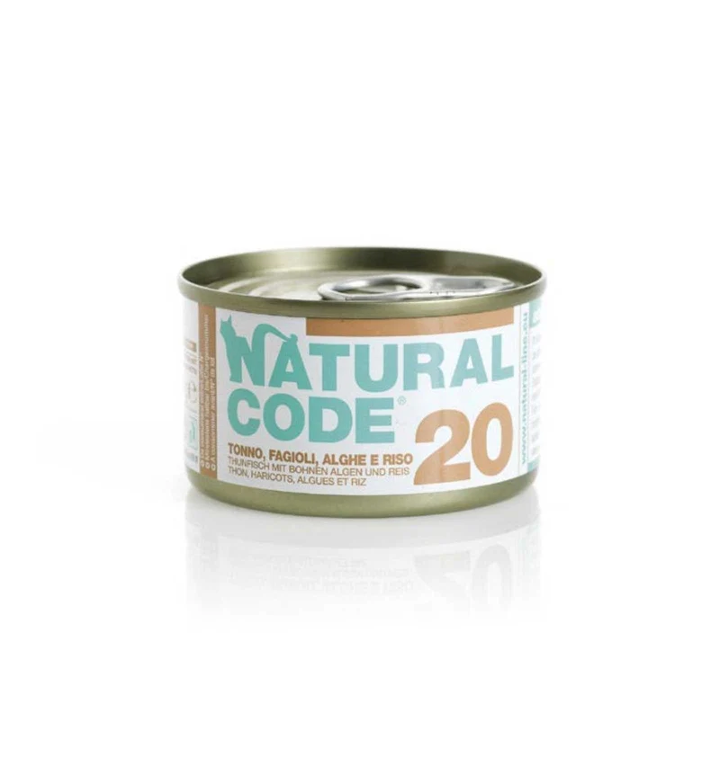 NATURAL CODE GATTO 20 TONNO FAGIOLI E ALGHE IN ACQUA DI COTTURA DA 85 GR IN LATTINA