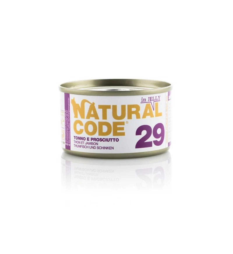 NATURAL CODE GATTO 29 TONNO E PROSCIUTTO IN GELATINA DA 85 GR IN LATTINA
