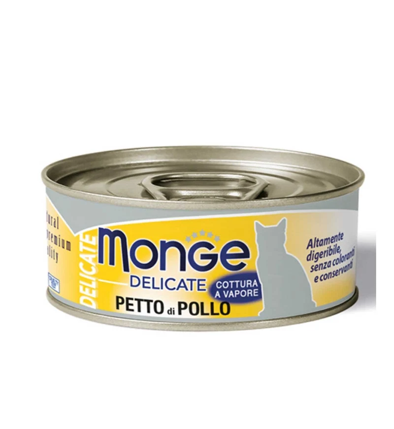 MONGE GATTO DELICATE AL PETTO DI POLLO DA 80 GR IN LATTINA