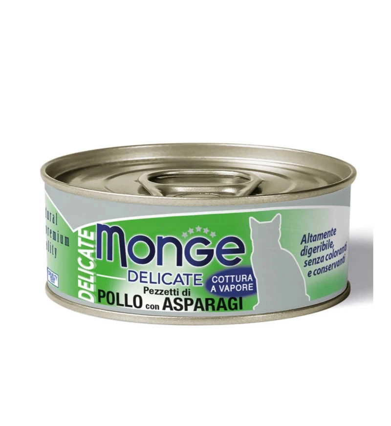 MONGE GATTO DELICATE AL POLLO E ASPARAGI DA 80 GR IN LATTINA