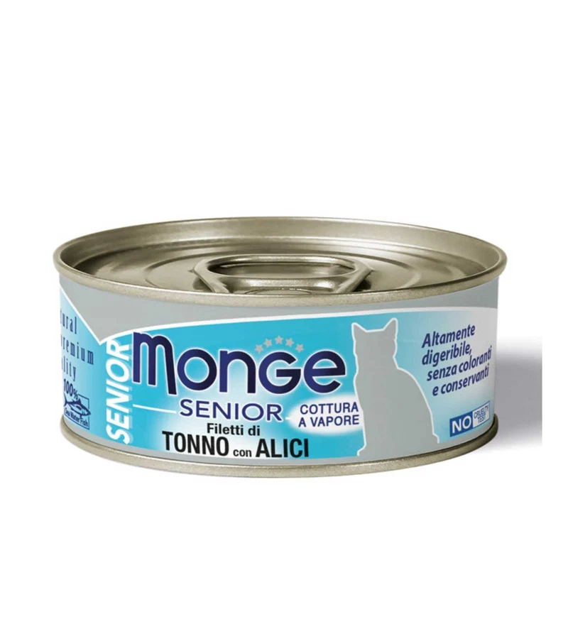 MONGE GATTO SENIOR AL TONNO & ALICI DA 80 GR IN LATTINA