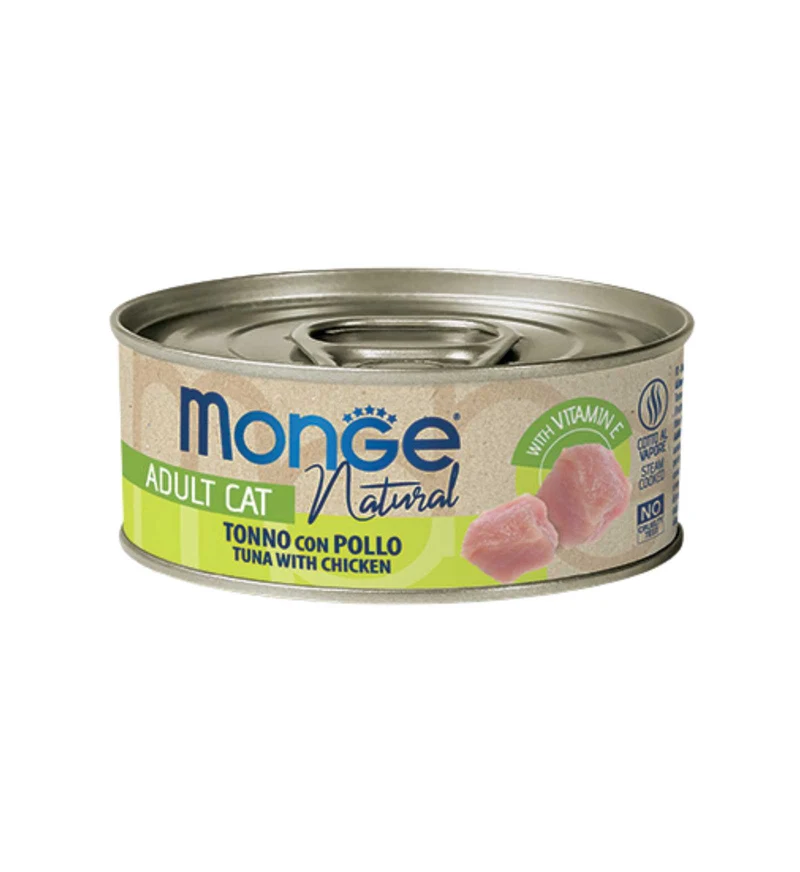 MONGE GATTO NATURAL TONNO CON POLLO DA 80 GR IN LATTINA