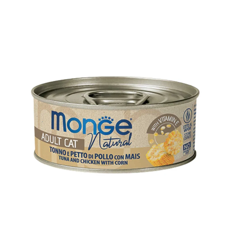 MONGE GATTO NATURAL AL TONNO POLLO E MAIS DA 80 GR IN LATTINA