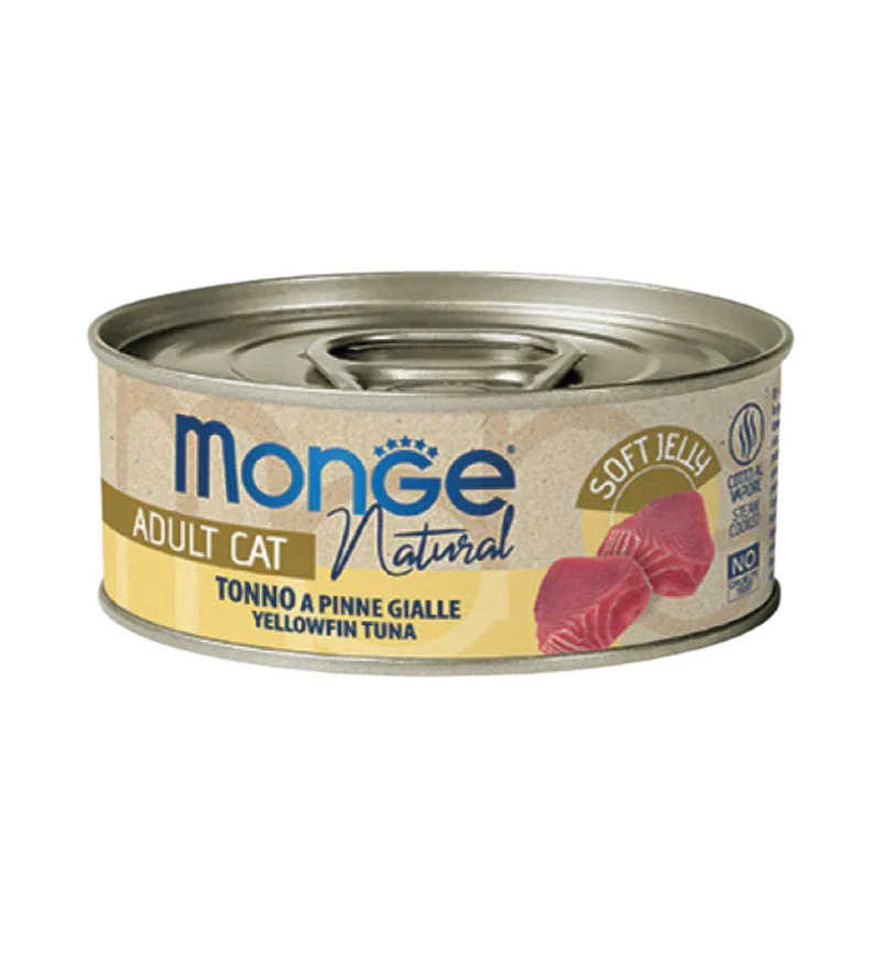 MONGE GATTO JELLY TONNO A PINNE GIALLE DA 80 GR IN LATTINA