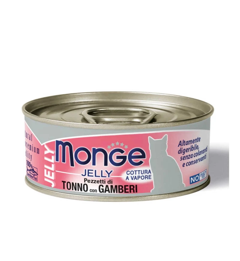 MONGE GATTO JELLY AL TONNO E GAMBERI DA 80 GR IN LATTINA