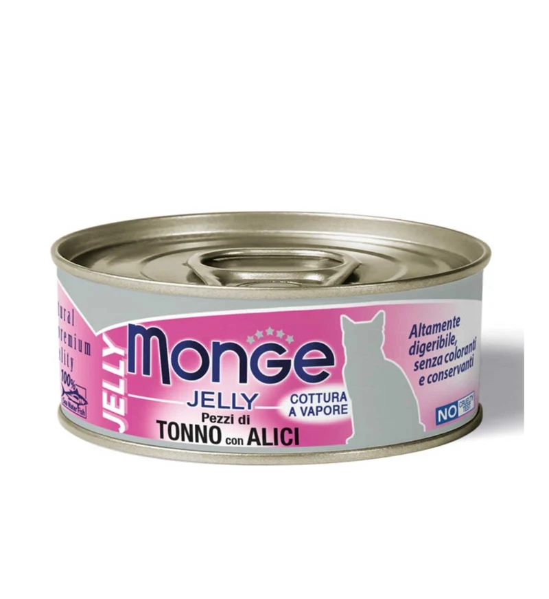 MONGE GATTO JELLY AL TONNO E ALICI DA 80 GR IN LATTINA