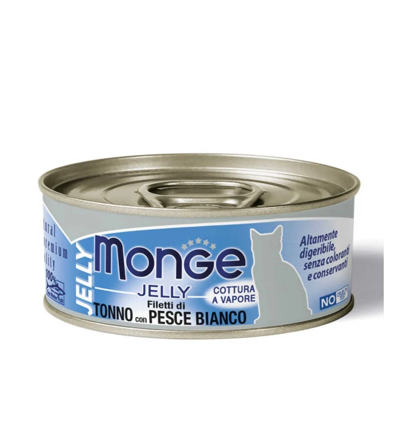 MONGE GATTO JELLY AL TONNO E PESCE BIANCO DA 80 GR IN LATTINA