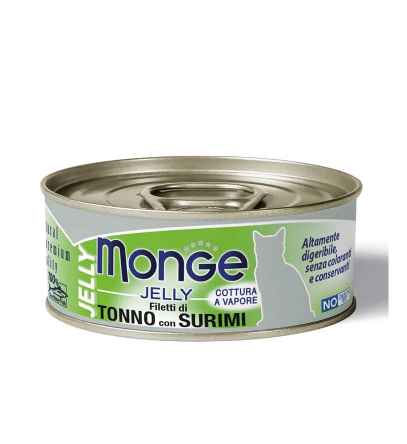 MONGE GATTO JELLY AL TONNO E SURIMI DA 80 GR IN LATTINA