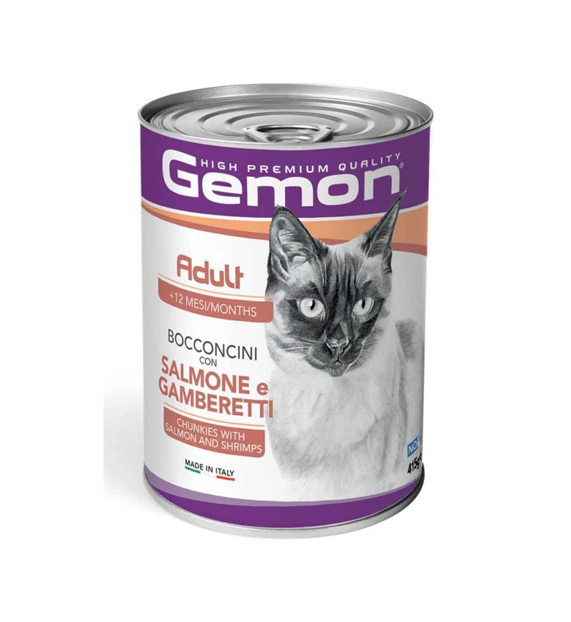 MONGE GATTO GEMON ADULT AL SALMONE E GAMBERETTI DA 415 GR IN LATTINA