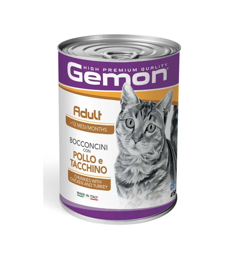 MONGE GATTO GEMON ADULT AL POLLO E TACCHINO DA 415 GR IN LATTINA