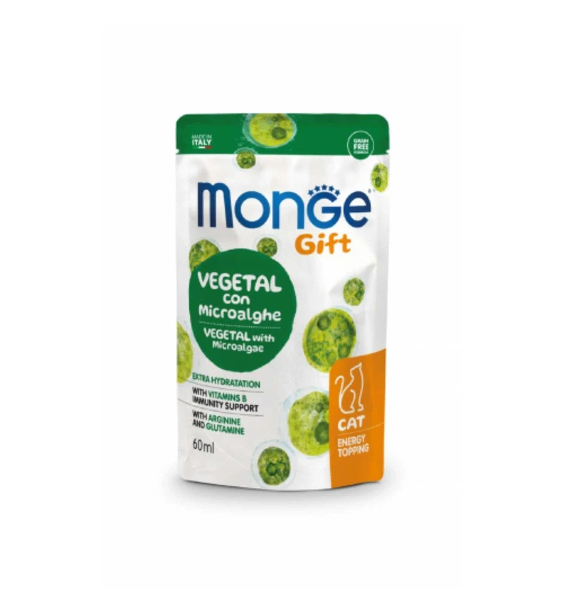 MONGE GATTO SNACK ENERGY TOPPING VEGETAL CON MICROALGHE DA 60 GR