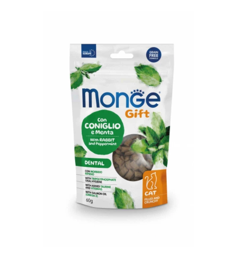 MONGE GATTO SNACK FILL AND CRUNCHY DENTAL CON CONIGLIO E MENTA DA 60 GR