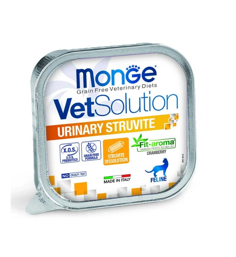 MONGE VETSOLUTION GATTO GRAIN FREE VETERINARY DIET URINARY STRUVITE DA 100 GR IN VASCHETTA