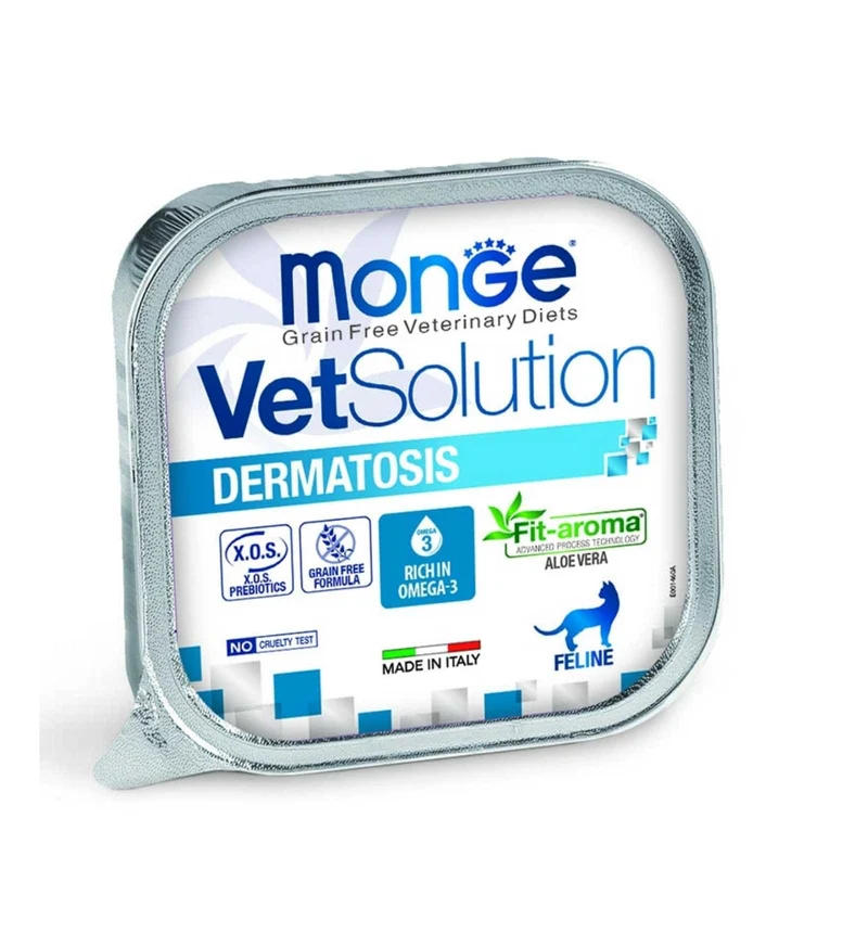 MONGE VETSOLUTION GATTO GRAIN FREE VETERINARY DIET DERMATOSIS DA 100 GR IN VASCHETTA