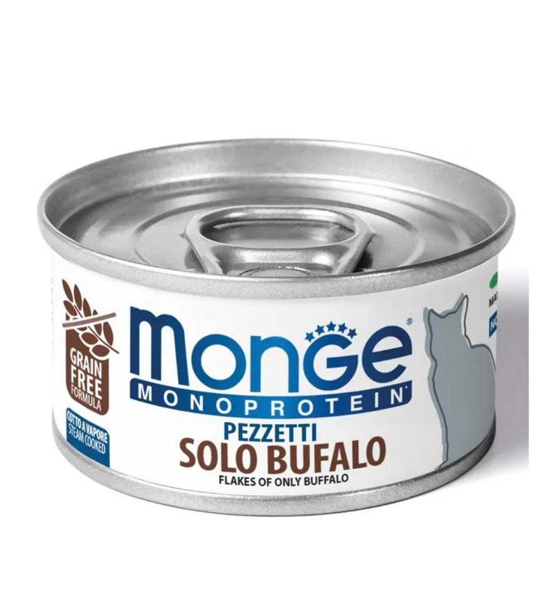 MONGE GATTO MONOPROTEICO PEZZETTI SOLO BUFALO DA 80 GR IN LATTINA