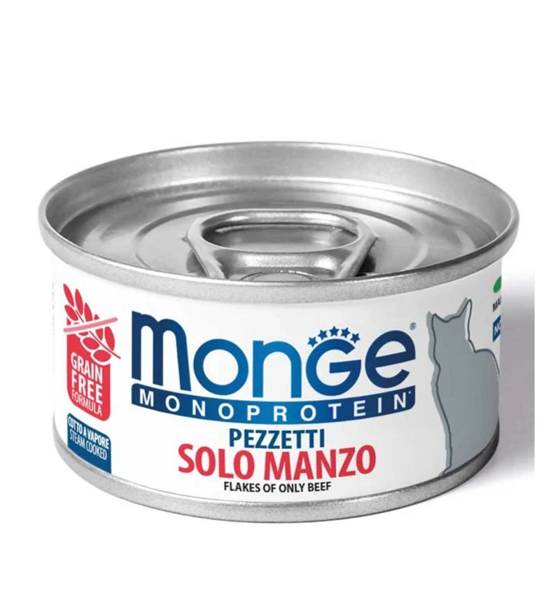 MONGE GATTO MONOPROTEICO PEZZETTONI SOLO MANZO DA 80 GR IN LATTINA
