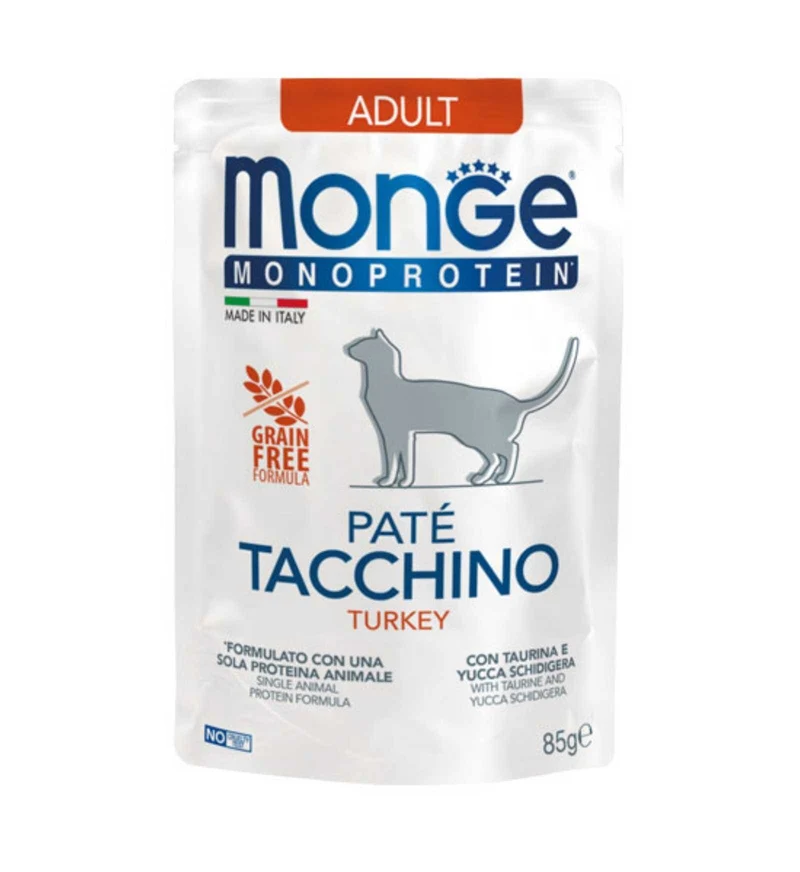 MONGE MONOPROTEICO GATTO ADULT PATE' AL TACCHINO DA 85 GR IN BUSTA