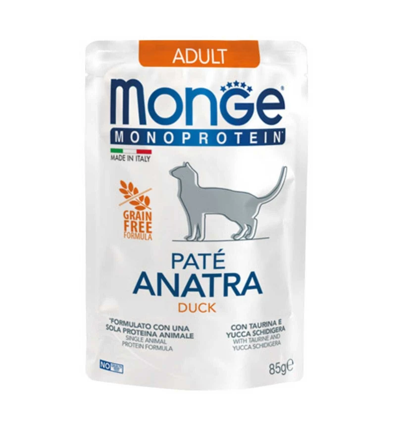 MONGE MONOPROTEICO GATTO ADULT PATE' ALL'ANATRA DA 85 GR IN BUSTA
