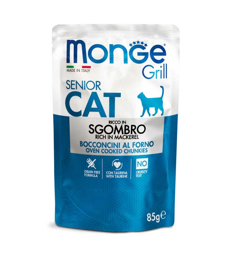 MONGE GATTO GRILL SENIOR ALLO SGOMBRO DA 85 GR IN BUSTA