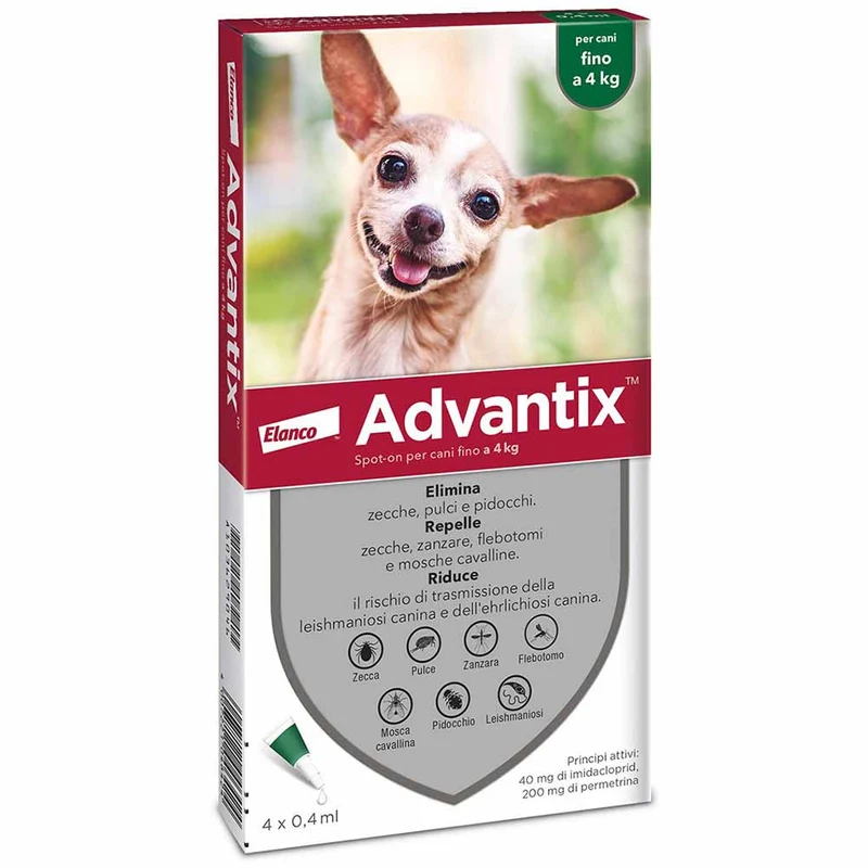 Antiparassitario Advantix per cani fino a 4 kg 4 pipette