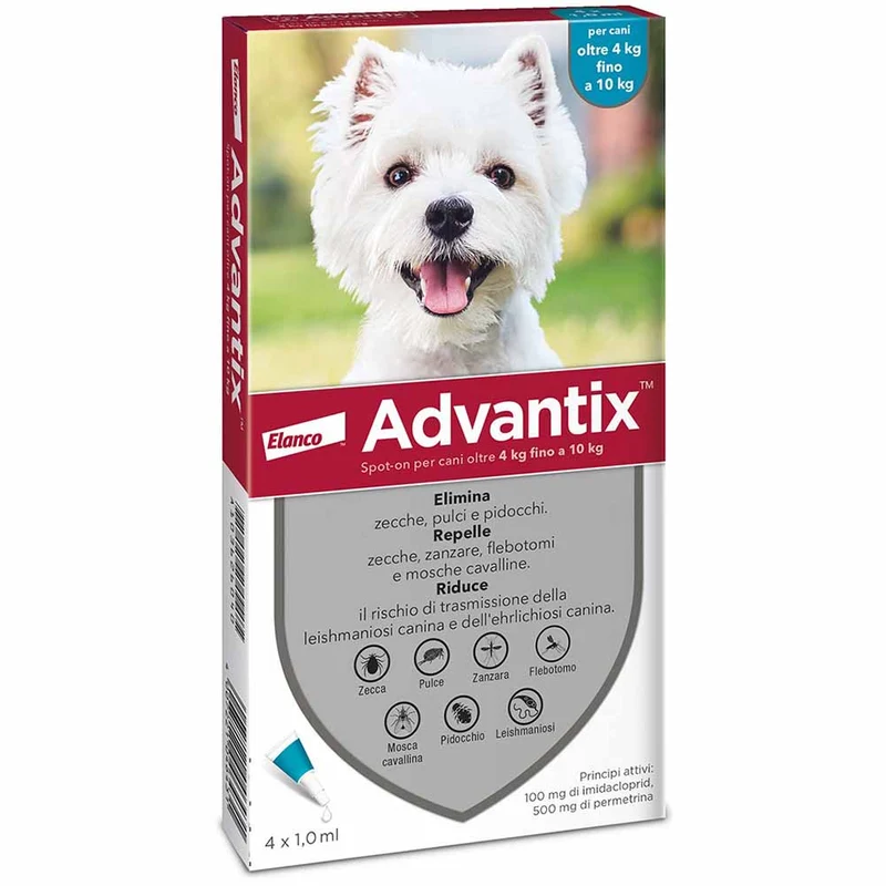 Antiparassitario Advantix per cani da 4 a 10kg 4 pipette