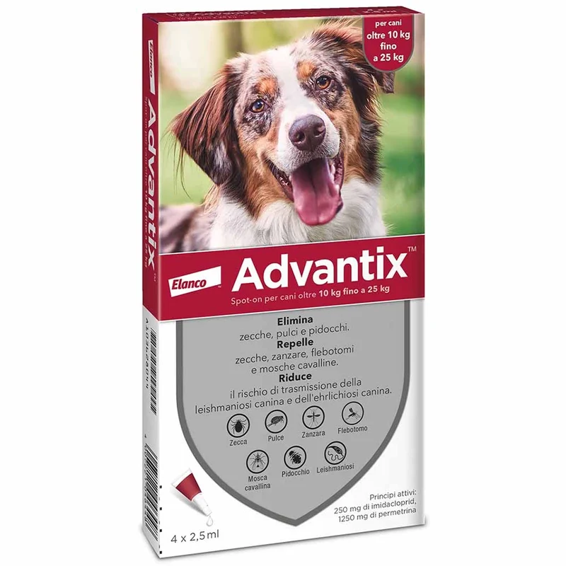 Antiparassitario Advantix per cani da 10 a 25kg 4 pipette