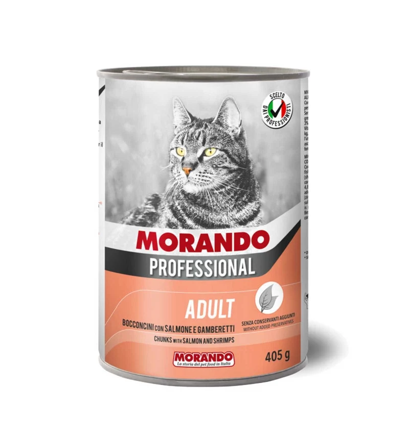 MORANDO MIGLIOR GATTO PROFESSIONAL BOCCONCINI CON GAMBERETTI E SALMONE DA 405 GR IN LATTINA