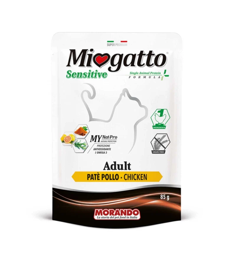 MORANDO MIOGATTO ADULT SENSITIVE PATE' AL POLLO DA 85 GR IN BUSTA