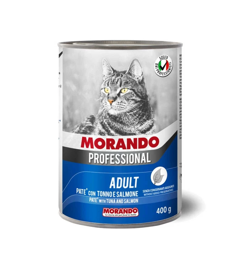 MORANDO MIGLIOR GATTO PROFESSIONAL PATE' AL TONNO E SALMONE DA 400 GR IN LATTINA