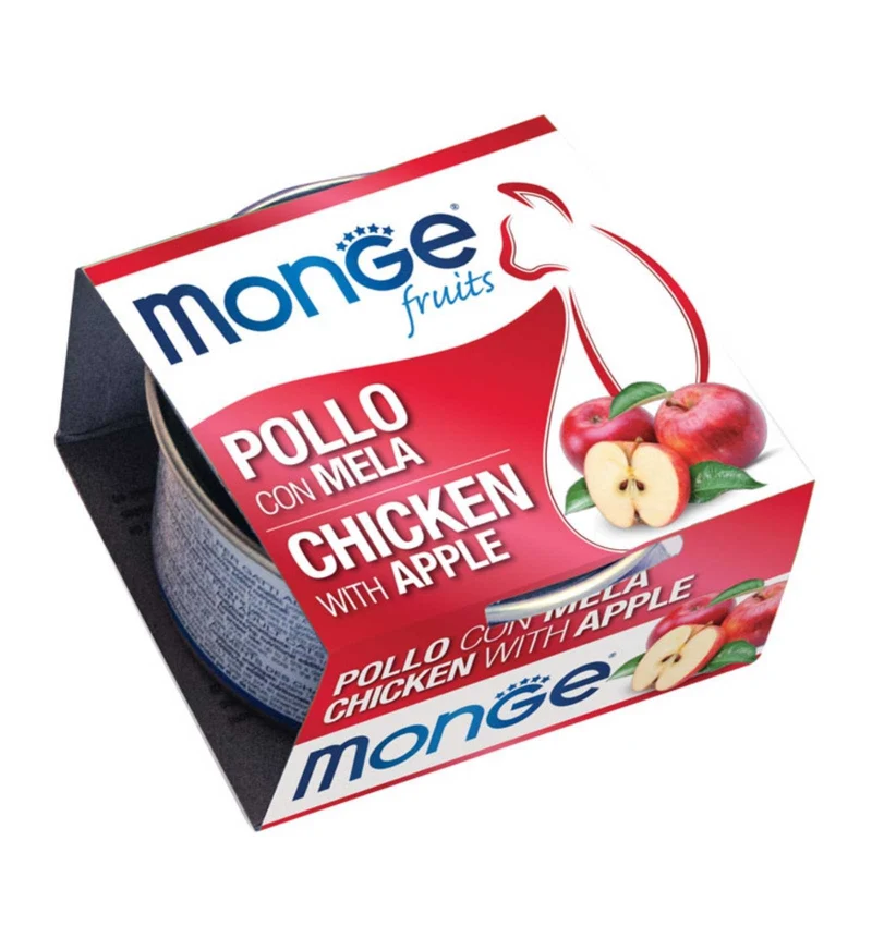 MONGE GATTO FRUIT AL POLLO E MELA DA 80 GR IN LATTINA