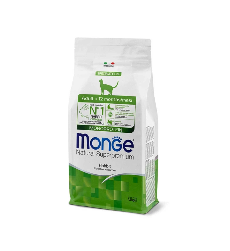 MONGE SUPERPREMIUM GATTO ADULT AL CONIGLIO DA 1,5 KG