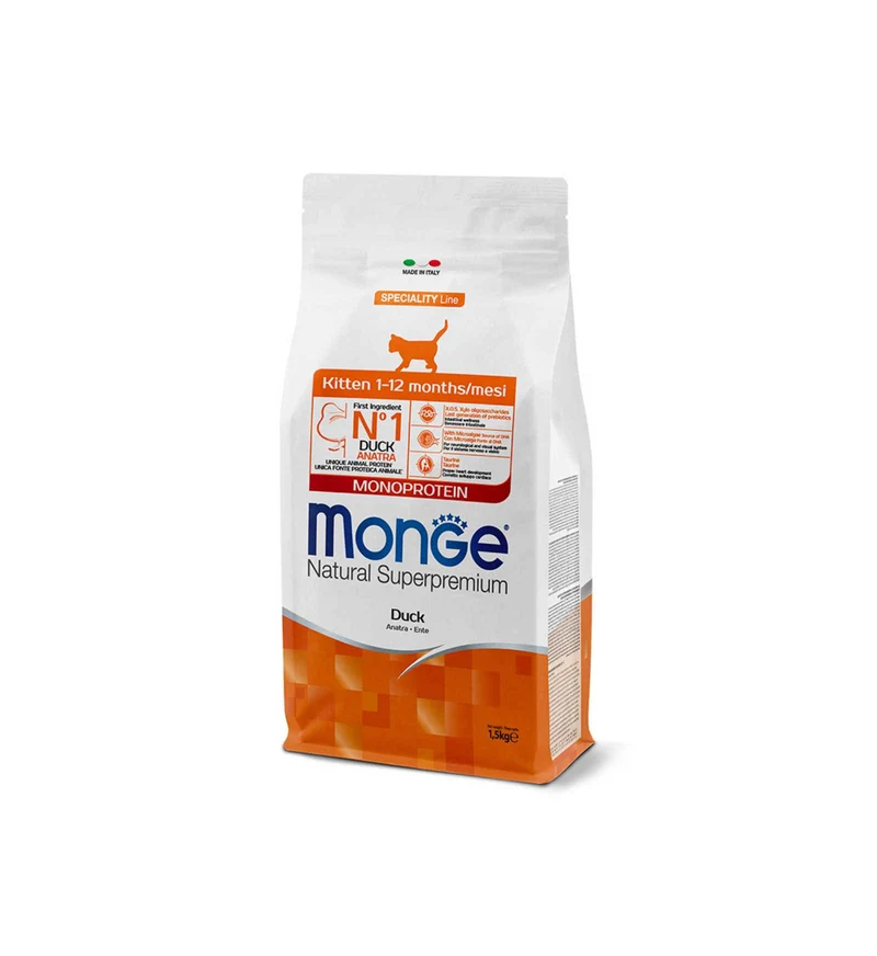 MONGE SUPERPREMIUM GATTO KITTEN DA 1 A 12 MESI ANATRA