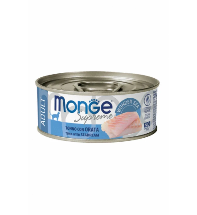 MONGE GATTO SUPREME ADULT TONNO CON ORATA DA 80 GR IN LATTINA